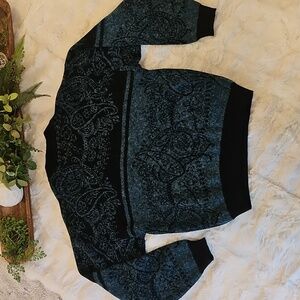 Vintage Jed 90s Graphics Grandpa Eclectic Sweater XL Oversized Blue Black EUC